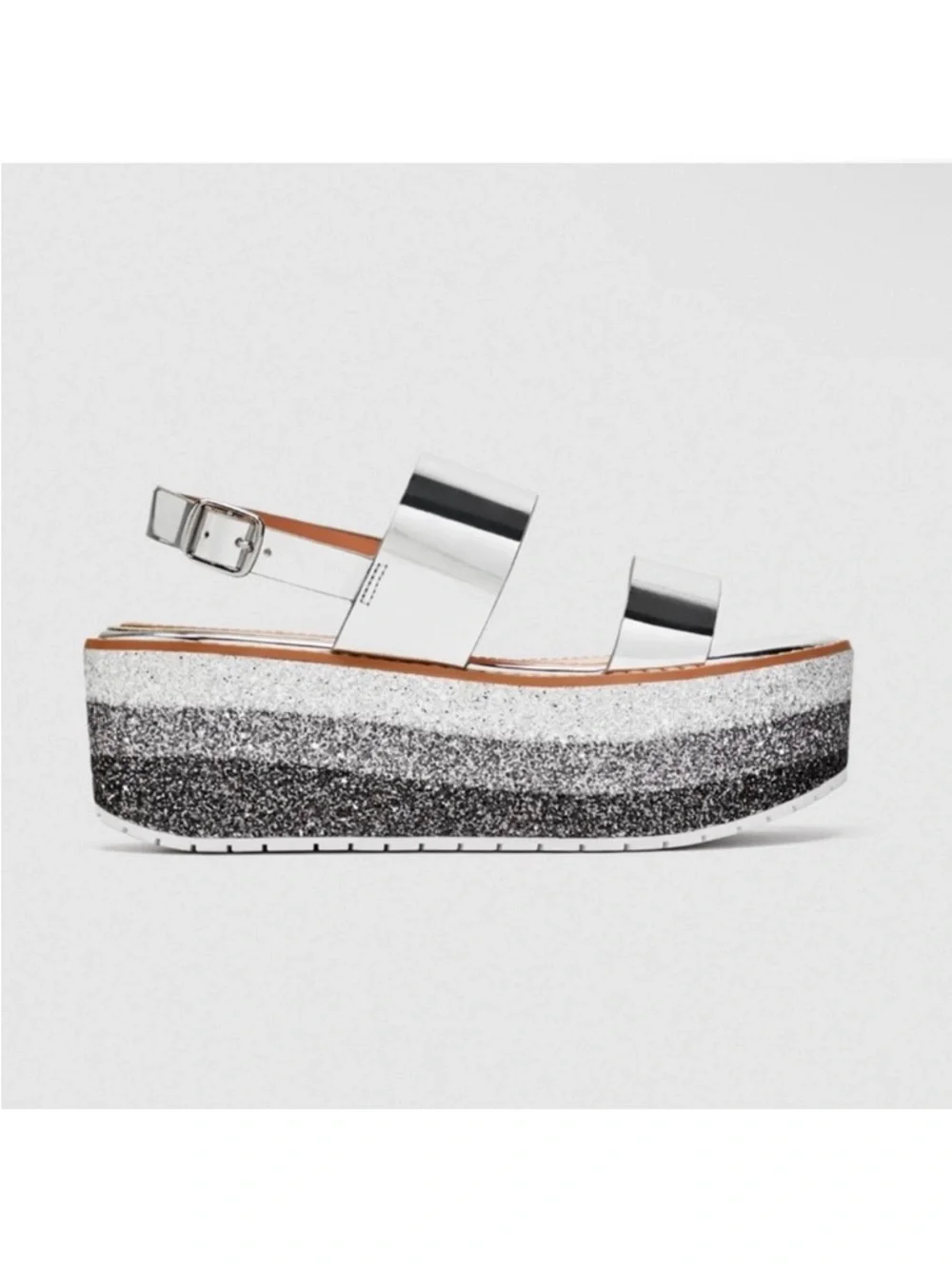 Zara Metallic Platform Sandals - Picture 2 of 5